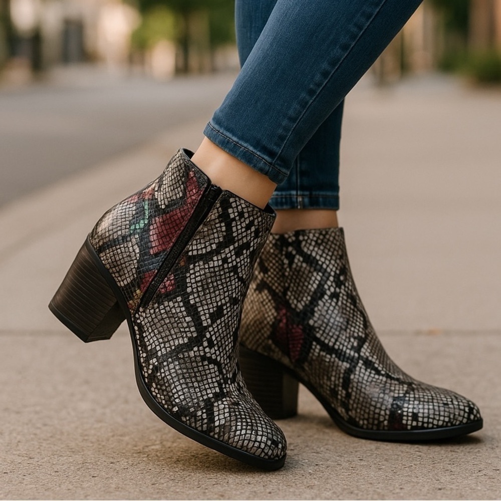 Sugar Tula Western Snake Print Boots Size 7.5 Medium